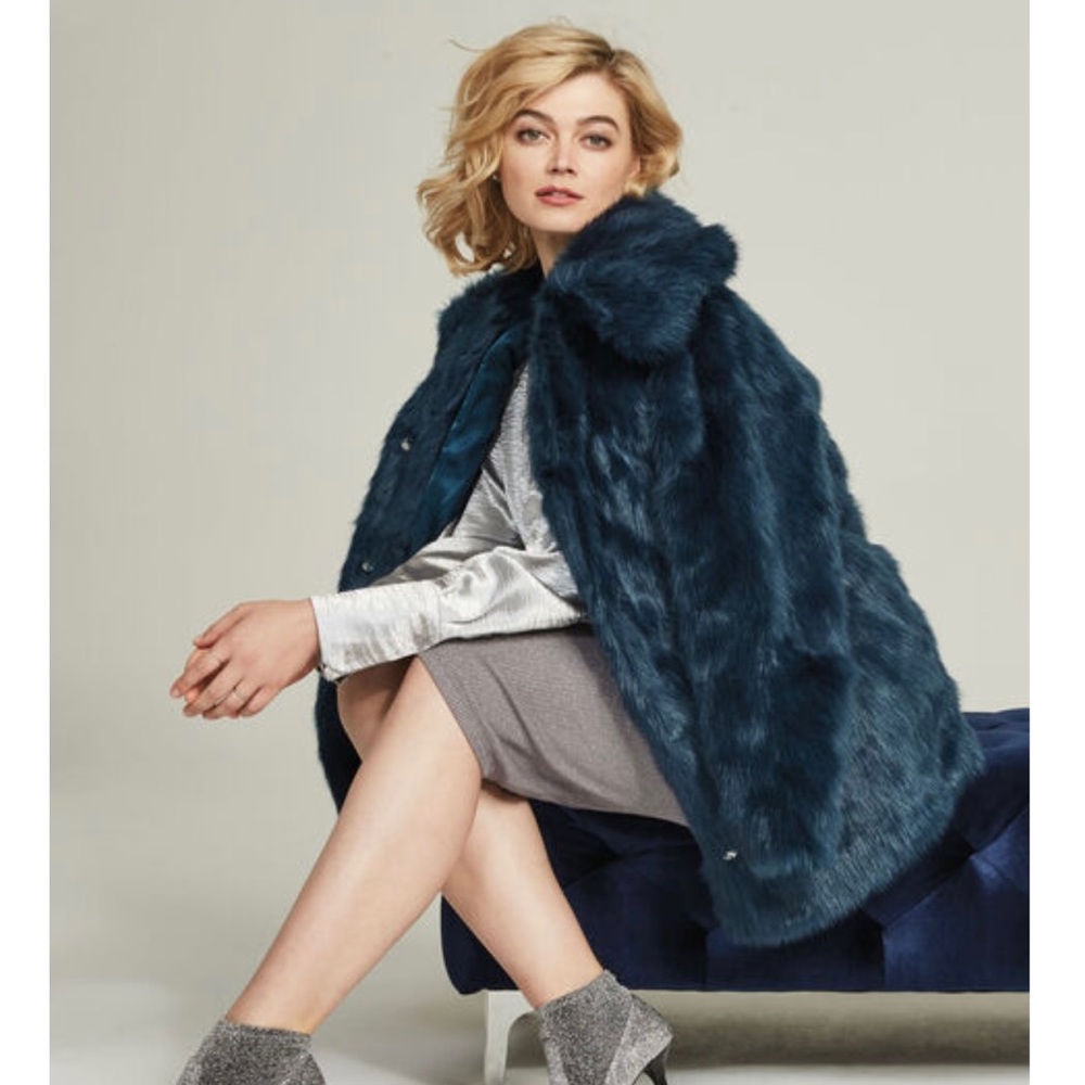 Blue Faux Fur Coat